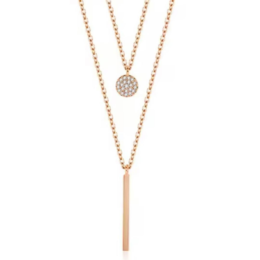 ROSE GOLD BAR DUAL-LAYERED NECKLACE