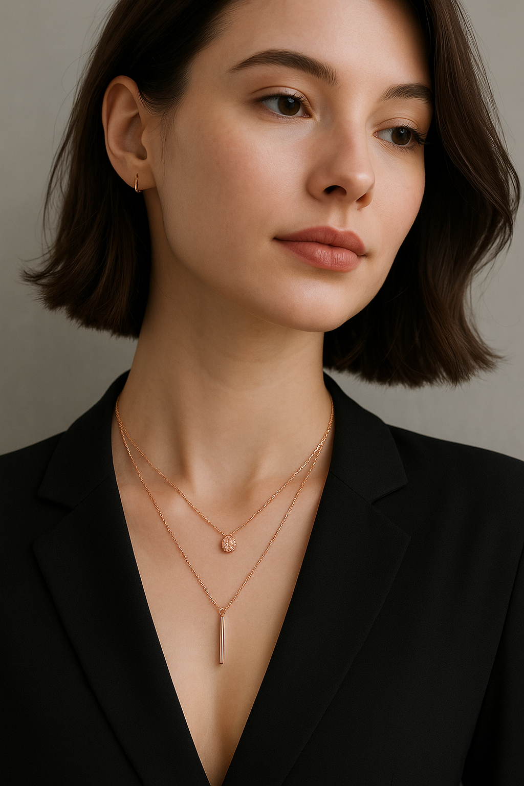 ROSE GOLD BAR DUAL-LAYERED NECKLACE