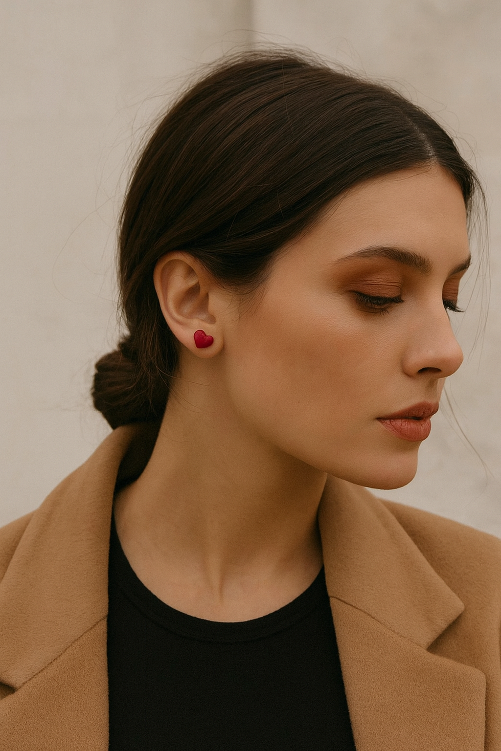 RUBY HEART STUDS
