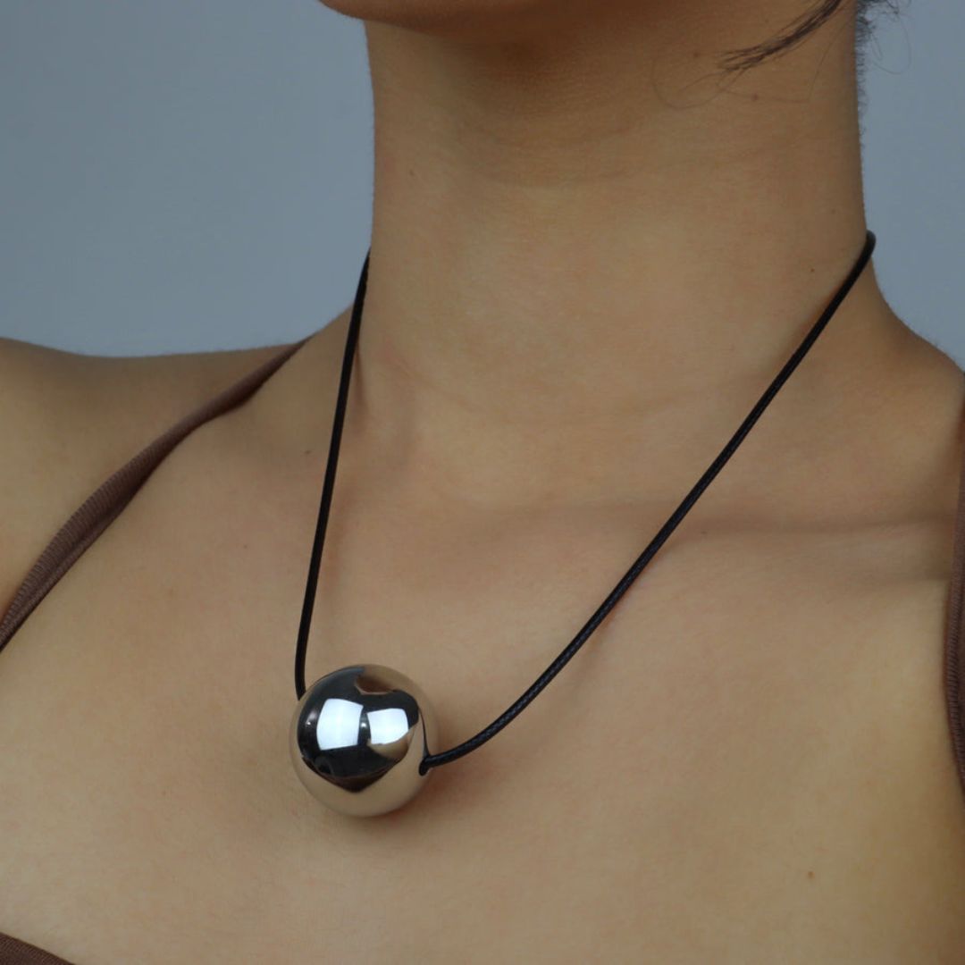 BLACK CORD SILVER SPHERE