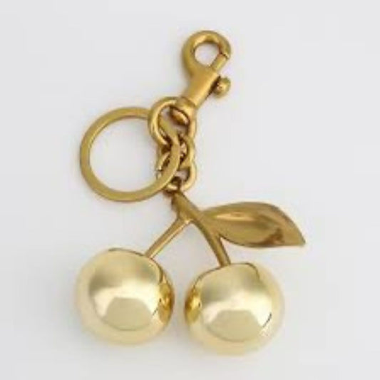 GOLD CHERRY CHARM KEYCHAIN