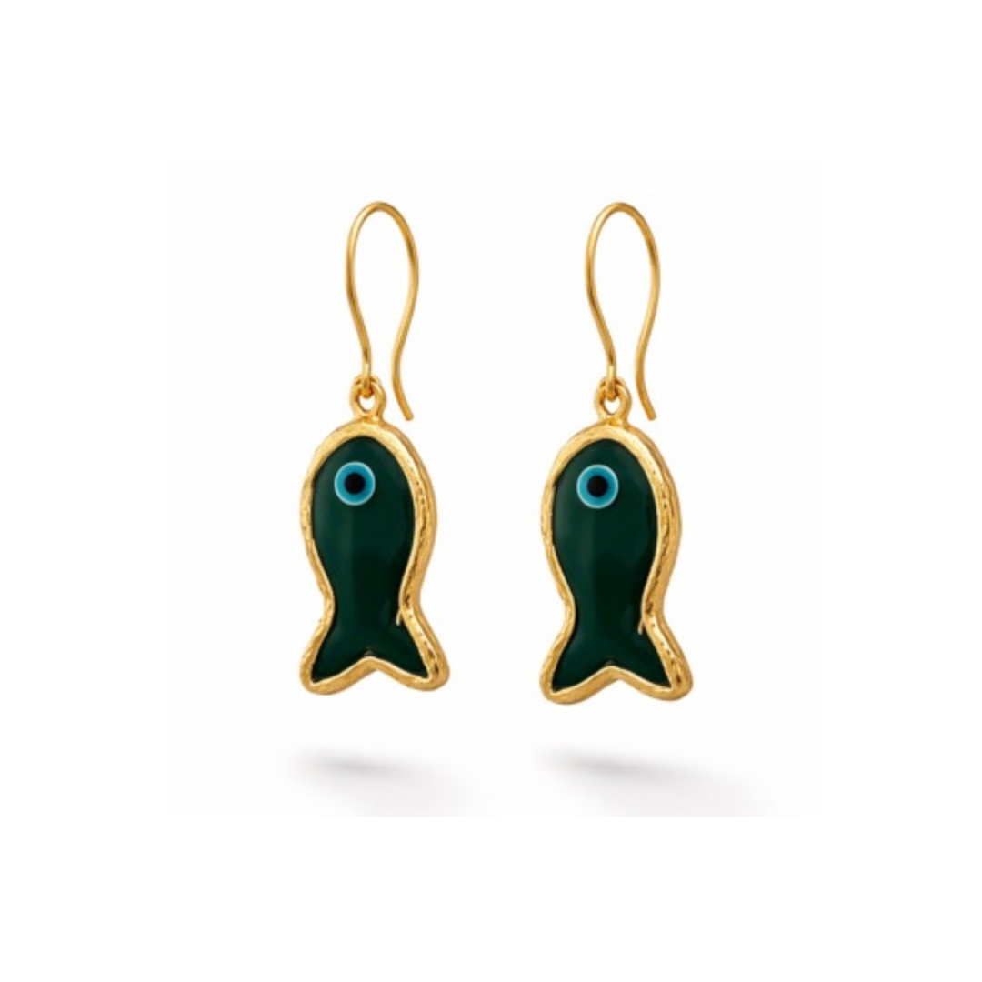 EMERALD FISH EARRINGS
