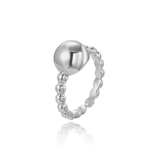 SILVER BEAD BAND RING