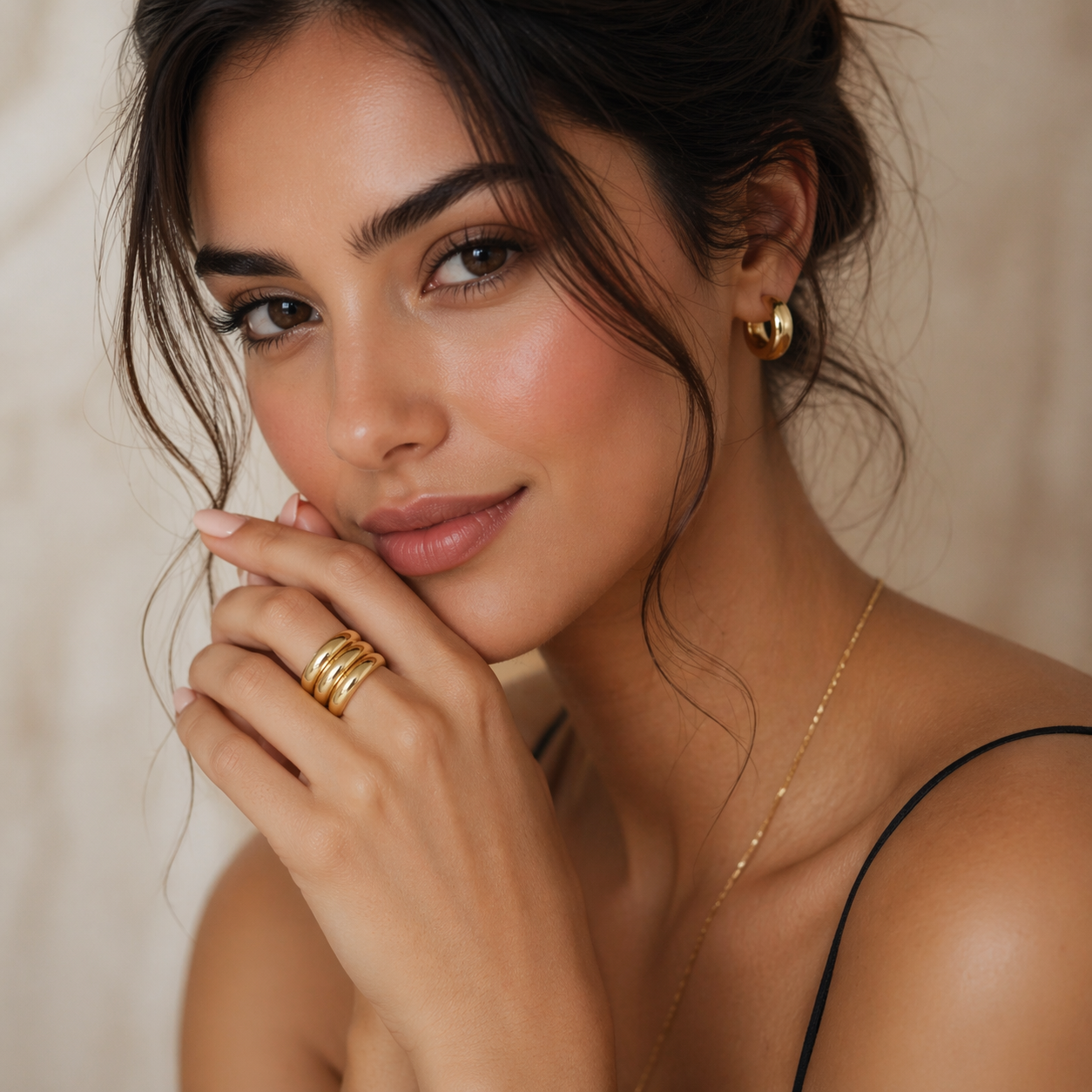 GOLDEN WAVE CUFF RING
