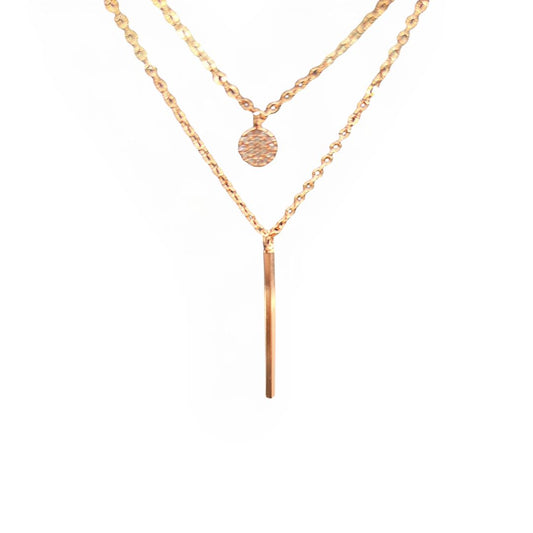 GOLD ROSE BAR DUAL-LAYERED NECKLACE