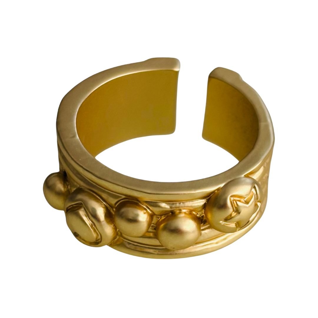 BUBBLE CUFF GOLD RING - Metales & Co