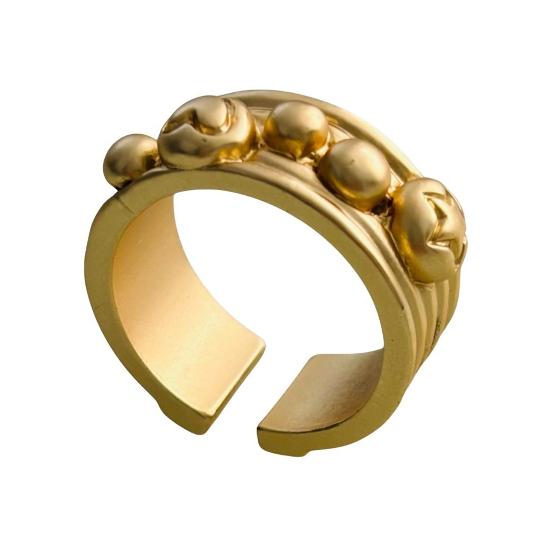 BUBBLE CUFF GOLD RING - Metales & Co